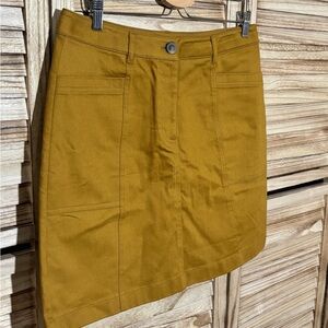 Boden Stretch Denim Mini Skirt Goldenrod Mustard Yellow Size 10 Pockets